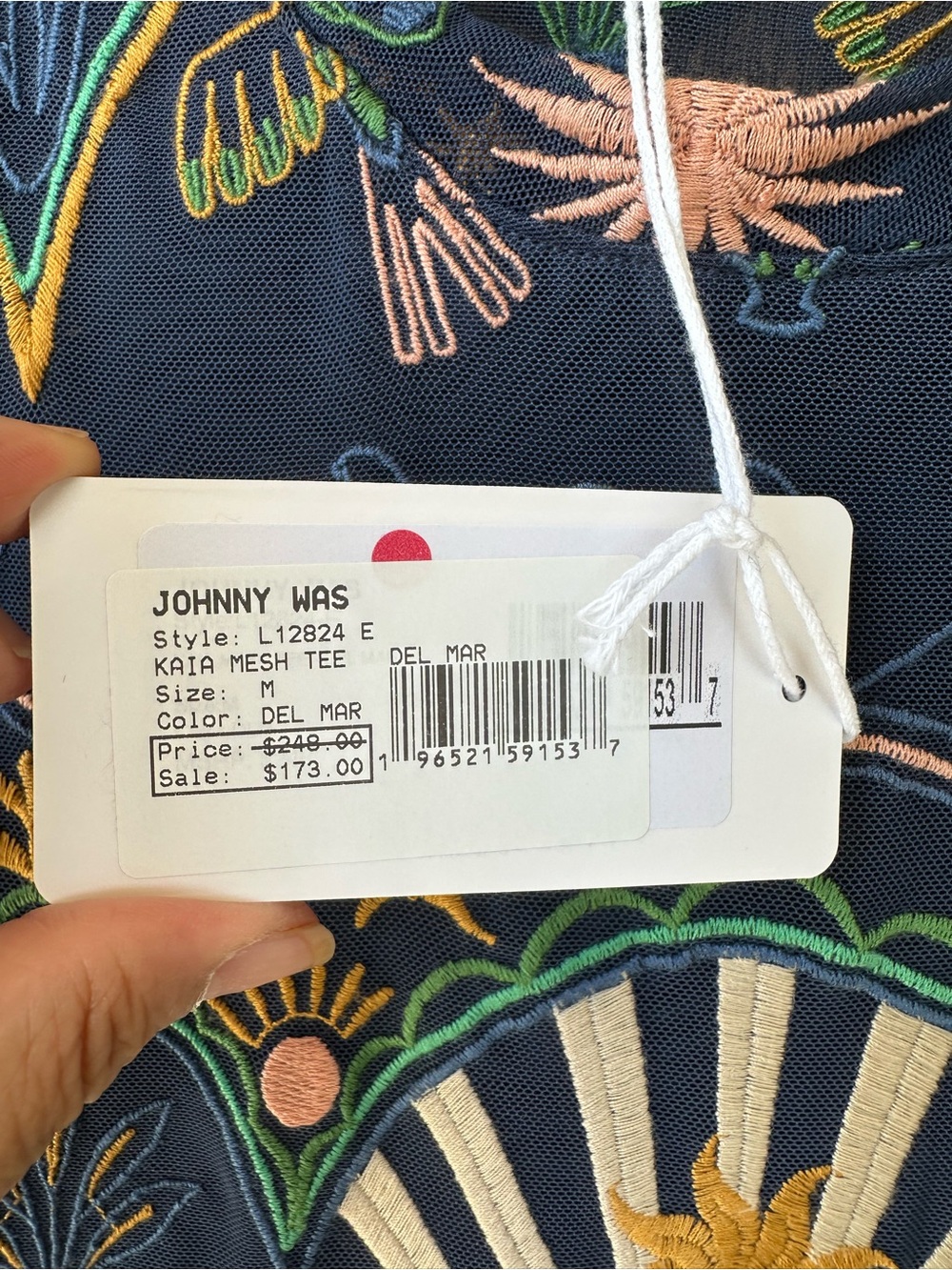 NWT Johnny Was Jade Kaia Mesh Tee Del Mar Blue Size Medium - Picture 6 of 8